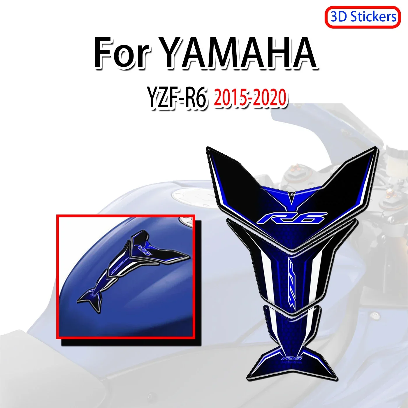 Fit yamaha YZF-R6 yzfr6 motorrad aufkleber yzf r6 tank pad aufkleber aufkleber aufkleber schutz verkleidung emblem abzeichen logo r6 knie 2015-2020