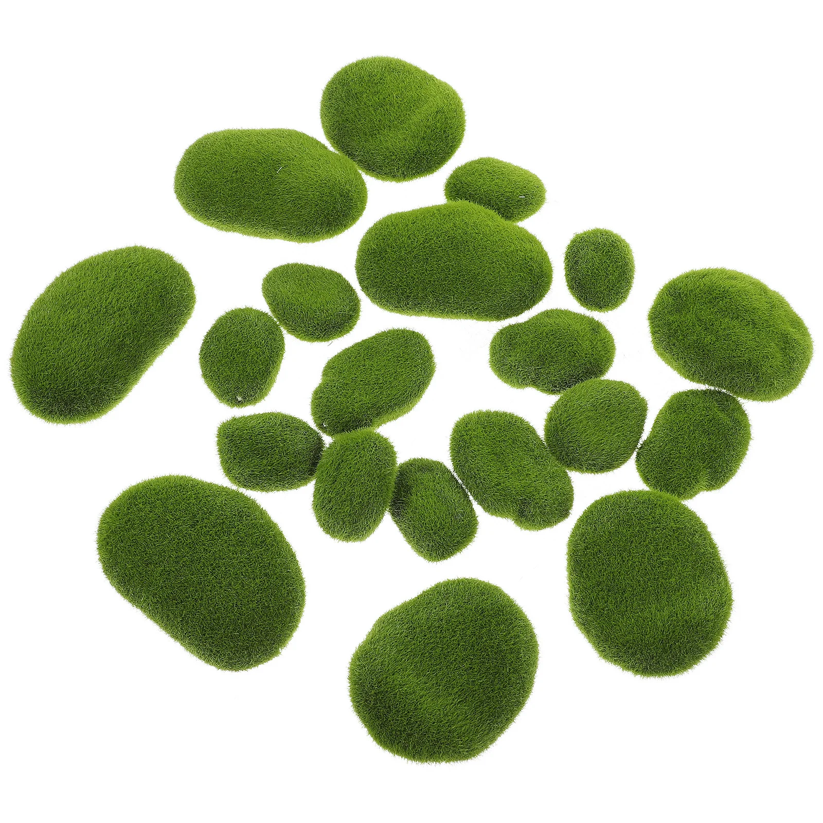 

20Pcs Flocking Moss Stones Artificial Rocks for Terrarium Fairy Garden Bonsai Decor Simulated Stone Micro Landscape Ornament