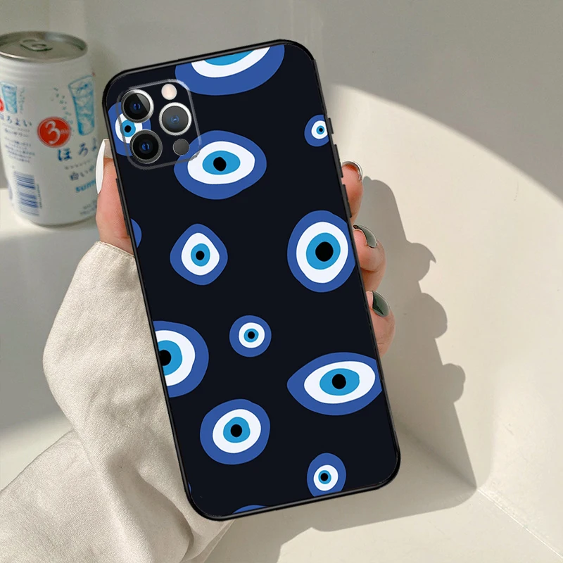 Nazar Boncuğu Evil eye For iPhone 14 12 13 Pro X XS XR 7 8 Plus 11 Pro Max SE2 Funda Coque Capa Full Cover