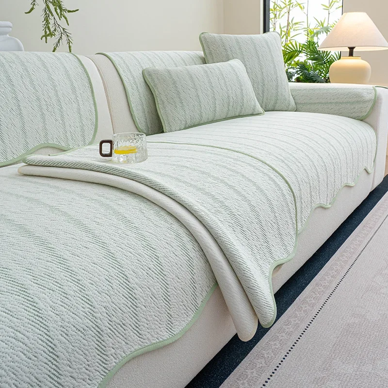 Ice Silk Sofa Cover Non-slip Sofa Mat Summer Cool Pad Cover Cloth Towel Couch Slipcovers for Living Room