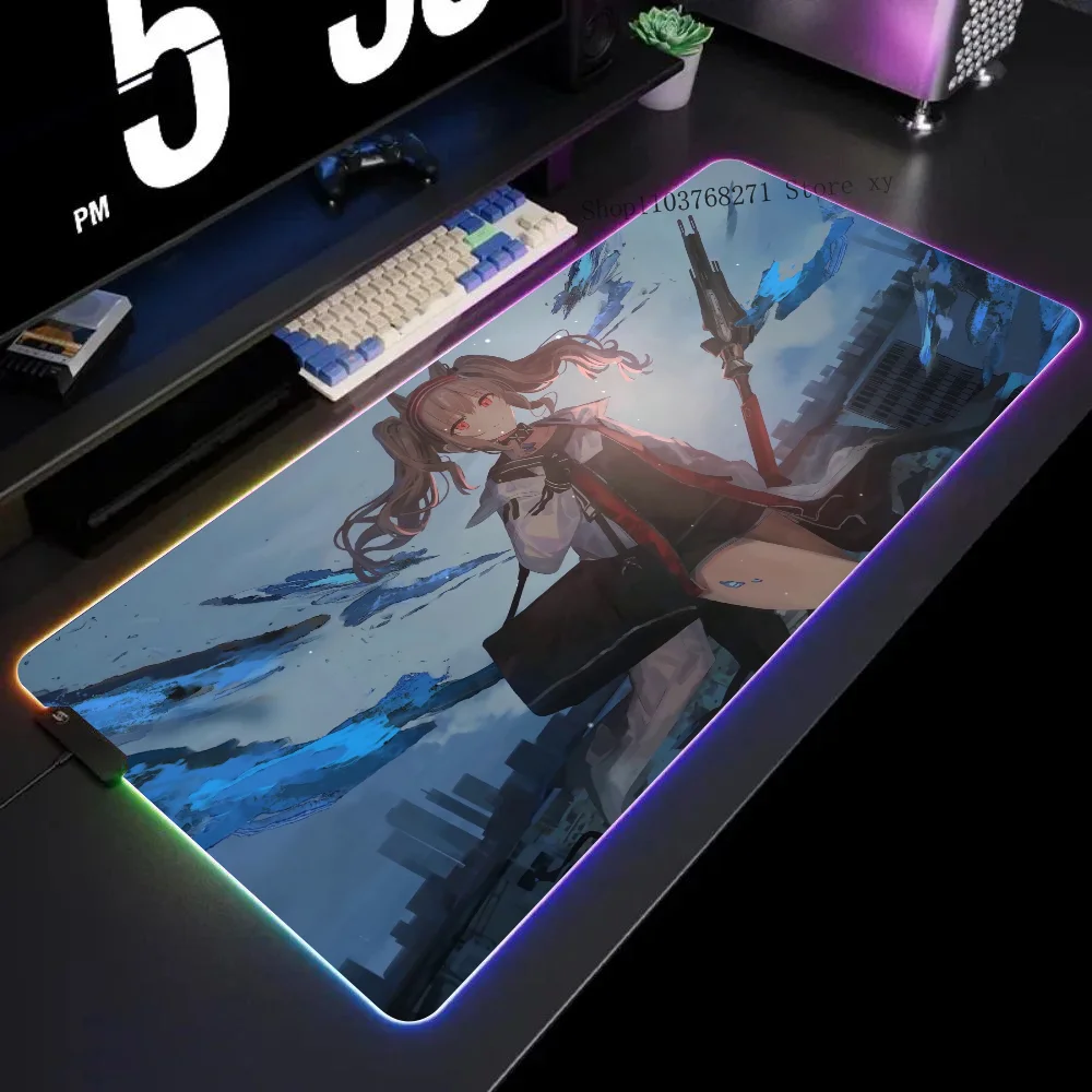 

Angelina Arknights Mousepad XXL RGB Gaming Mouse Pads HD Black Gamer Accessories Large LED