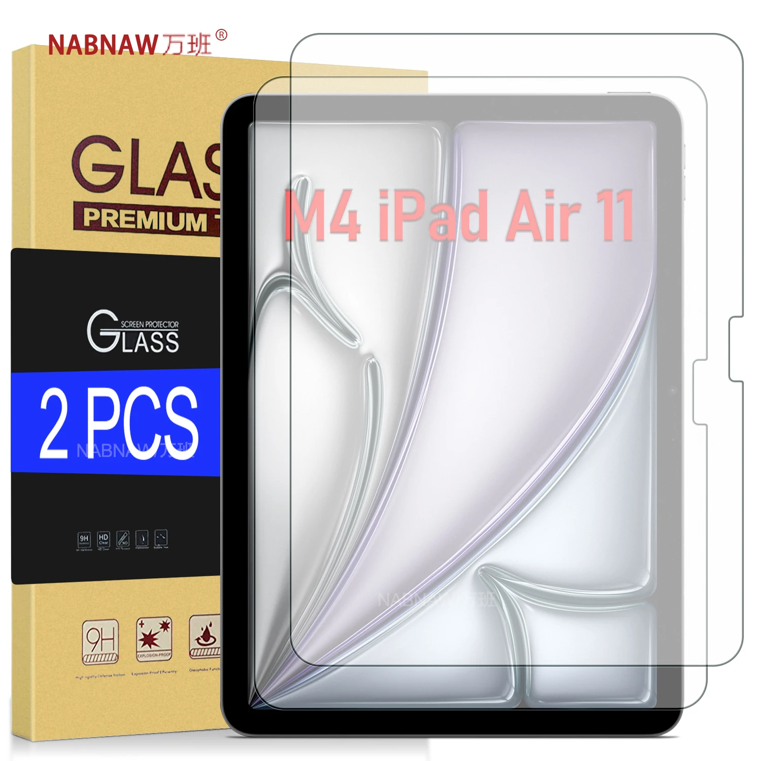 For M4 iPad Air 11 Tempered Glass Film iPad Air 11 2026 Clear Screen Protector 9H Scratch-Proof Easy to install 2-Pack