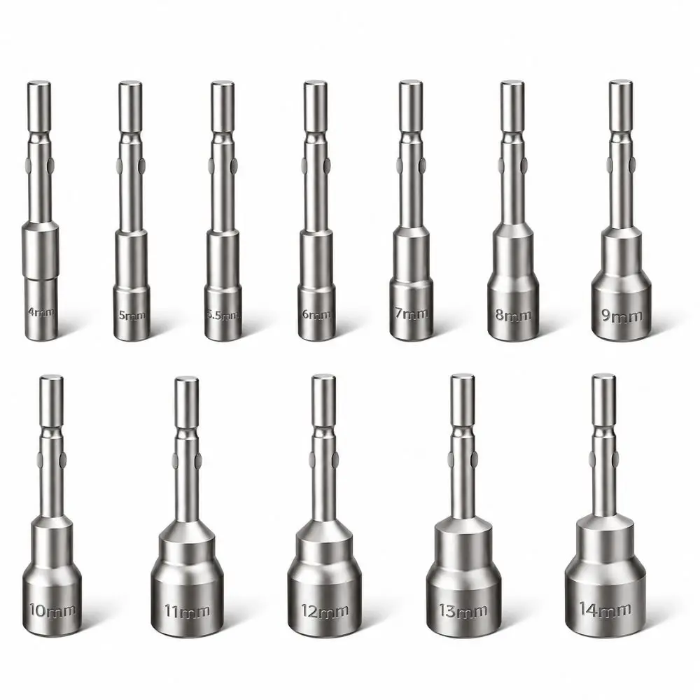 3pcs 6mm Hex Socket Driver Bits Non-Magnetic Round Shank Nut Driver Bit Set Cylindrical Socket Hex Shank Hand Drill Socket Bits