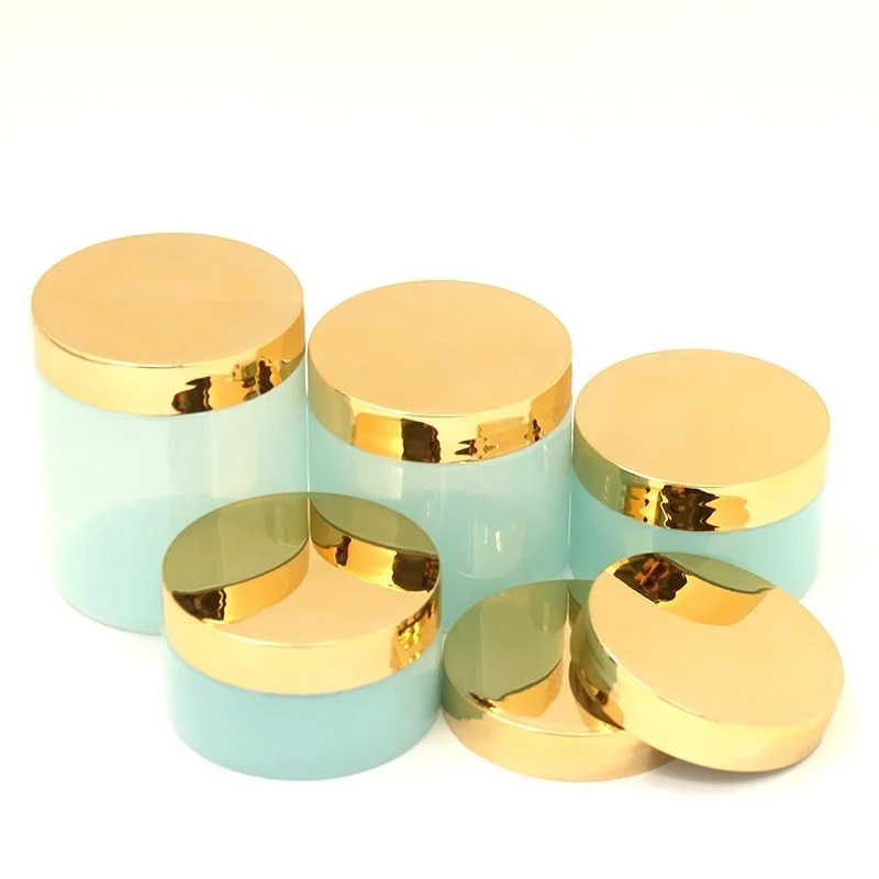 22pcs/lot Plastic Cosmetic Cream Jar With Glossy Gold Silver Lid Plastic Pot Storage jar PET Container Empty Cleansing Cream Can