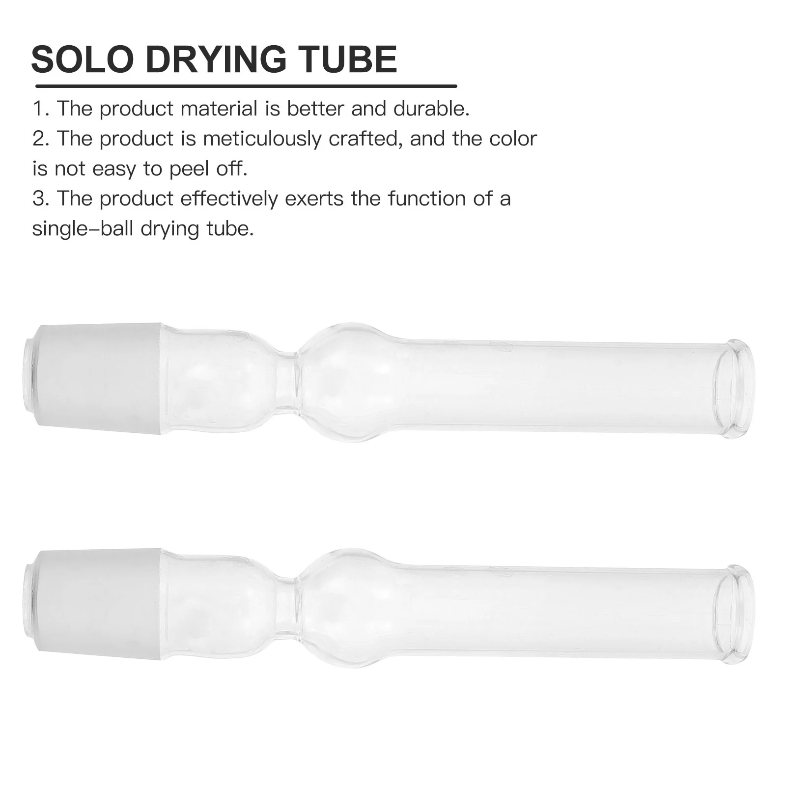2Pcs Science Glass Tube Simple Structure Easy to Carry for Labs School Experiment Chemical Equipment Drying Tube