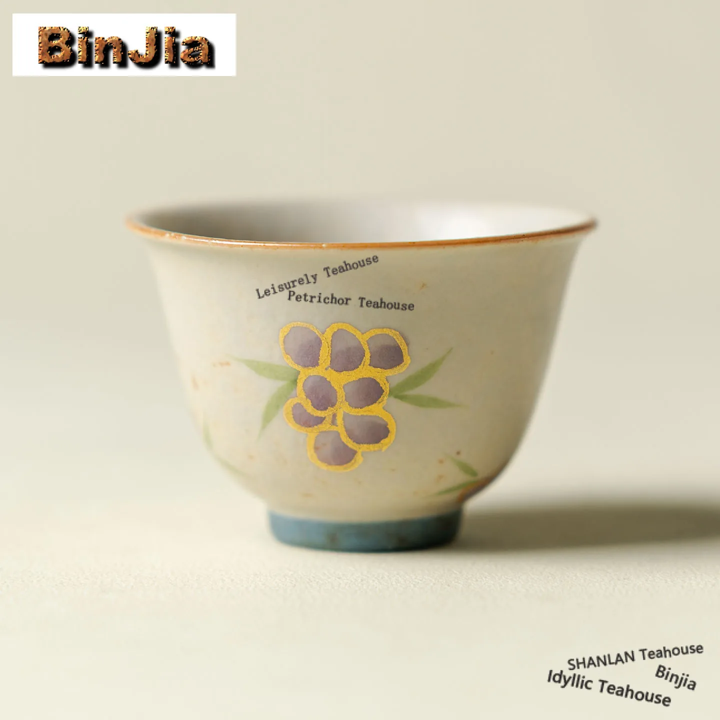 

50ml Hand-painted Grape Teacup Handmade Tea Bowl Tea Cup Set Tea-tasting Fragrance Cup Jianzhan Master Cups Tea Ceremony Craft