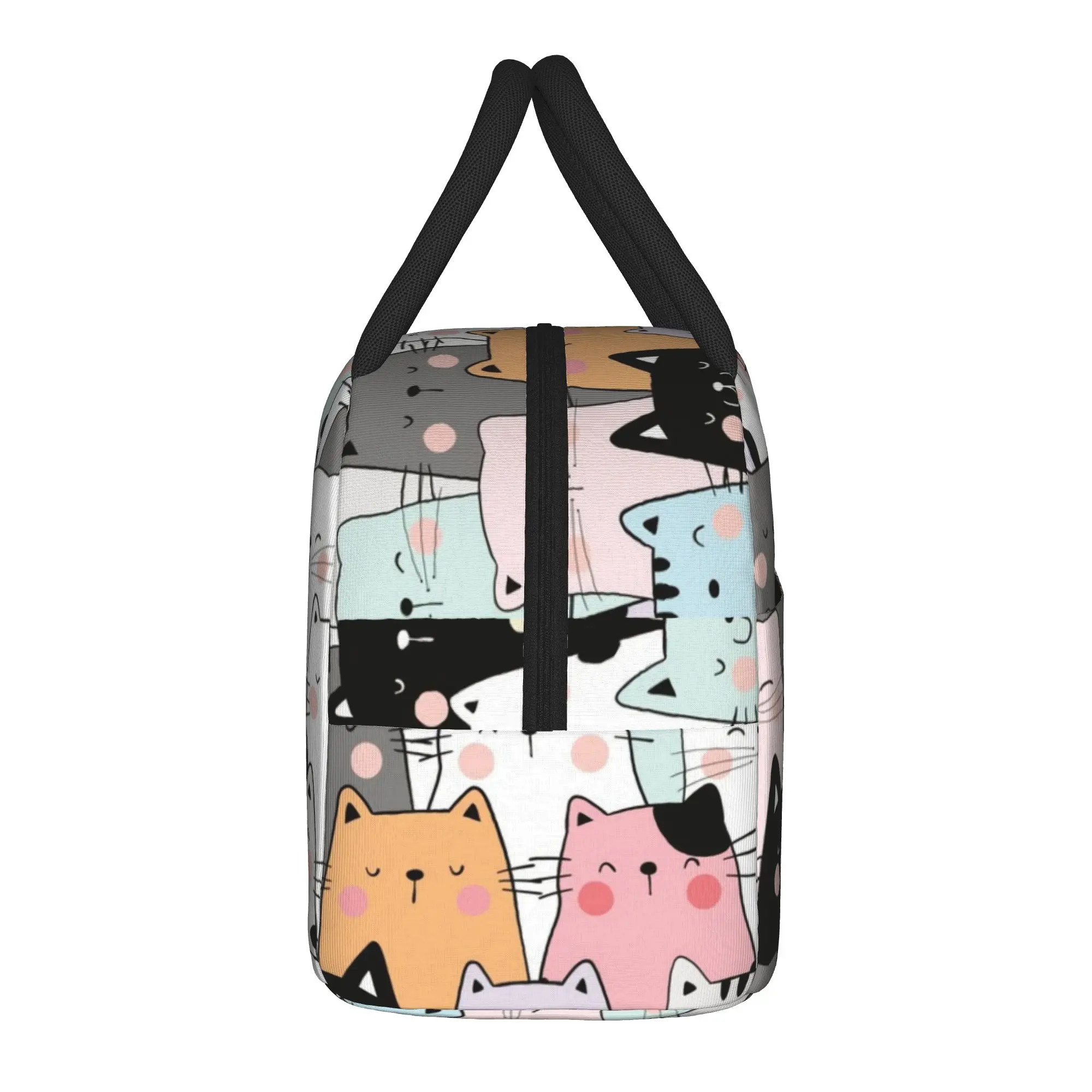 Cat Land Lunch Bag Kawaii Pet Animals Casual Lunch Box For Women Picnic Convenient Cooler Bag Oxford Custom Tote Food Bags