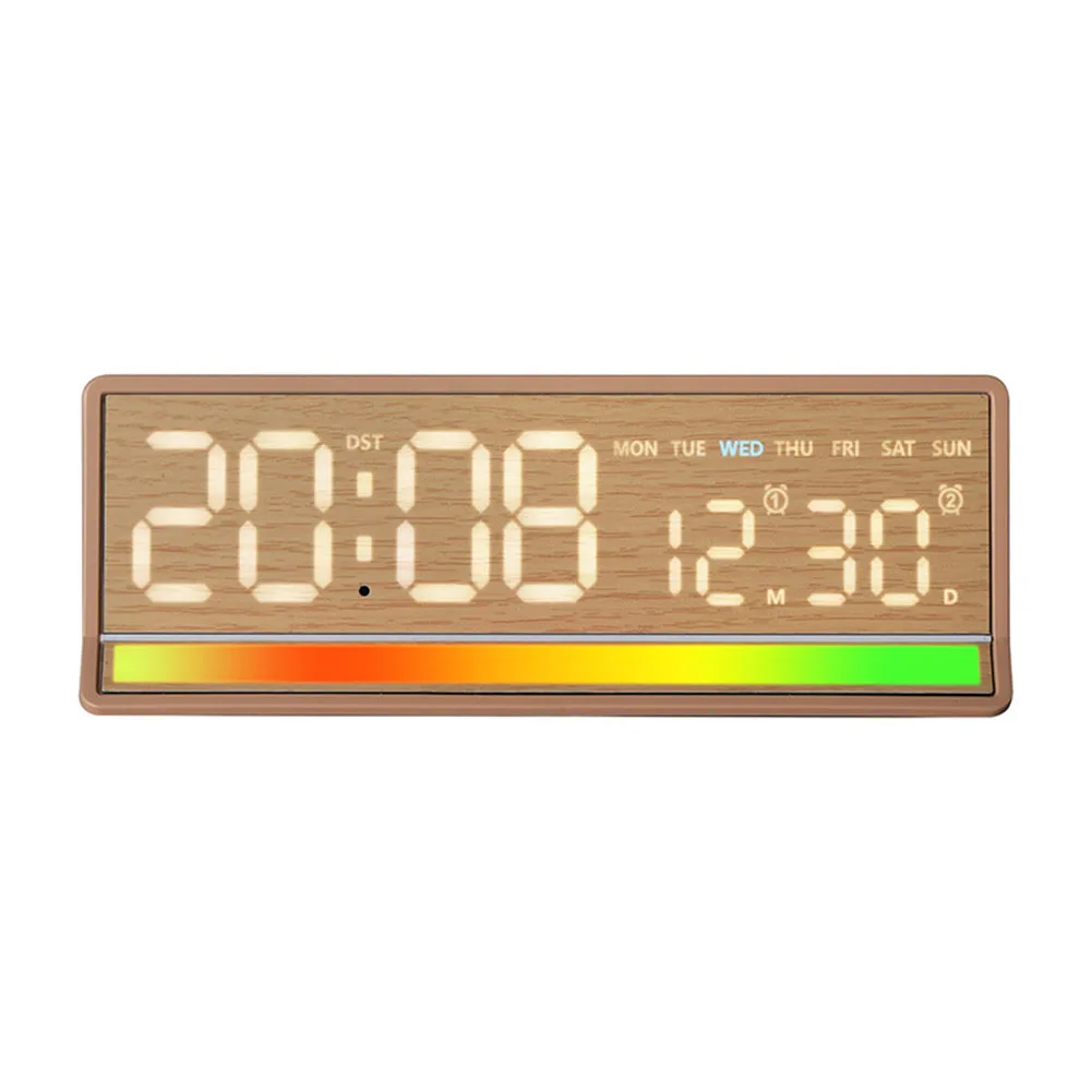 Digital LED Alarm Clock Featuring Time Date Day Temperature Display 3-Level Brightness Control and 99min 59sec Countdown Timer