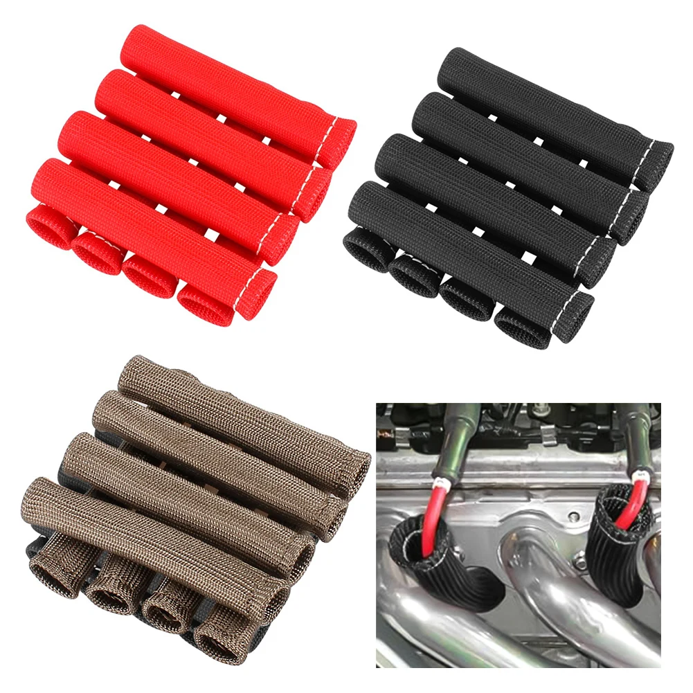 

8 PCS Spark Wire Heat Shield Sleeve 2500° Spark Wire Boots Protector Wrap 6.3Inch Cable Heat Insulation Wrap