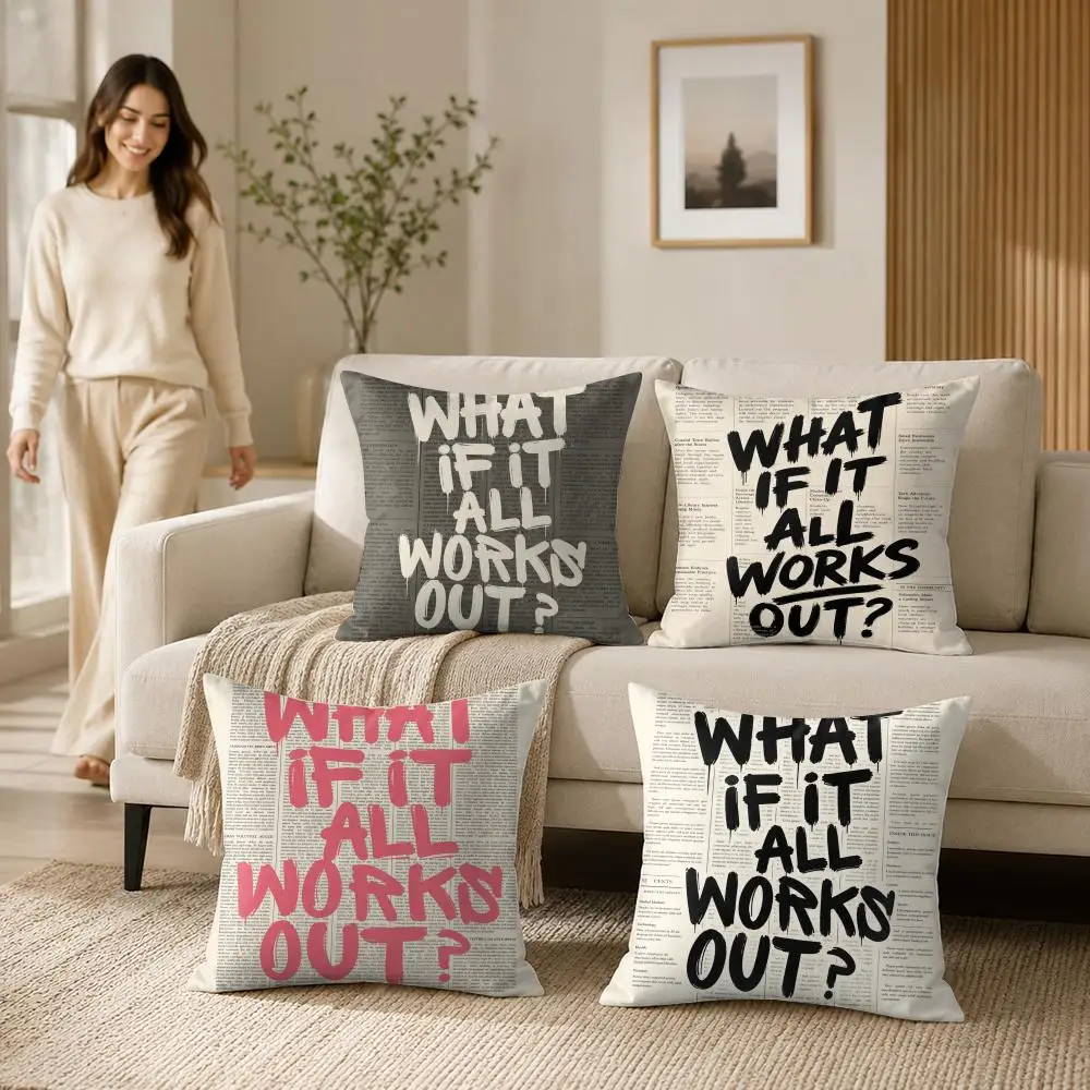 Newspaper - What If It All Works Out Cushion Cover Soft Short Plush Double-Sided Printing Home Decor Machine Washable Pillowcase