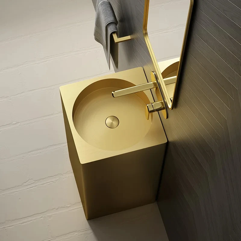 Artistic Stainless steel 800*410mm Basin sink Floor standing Luxury Wash basin Gold Popular design hand basin YX810TB