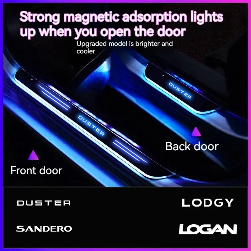 

For Dacia duster lodgy sandero Logan Car Wireless LED Welcome Pedal Threshold Light passage Atmosphere lamp