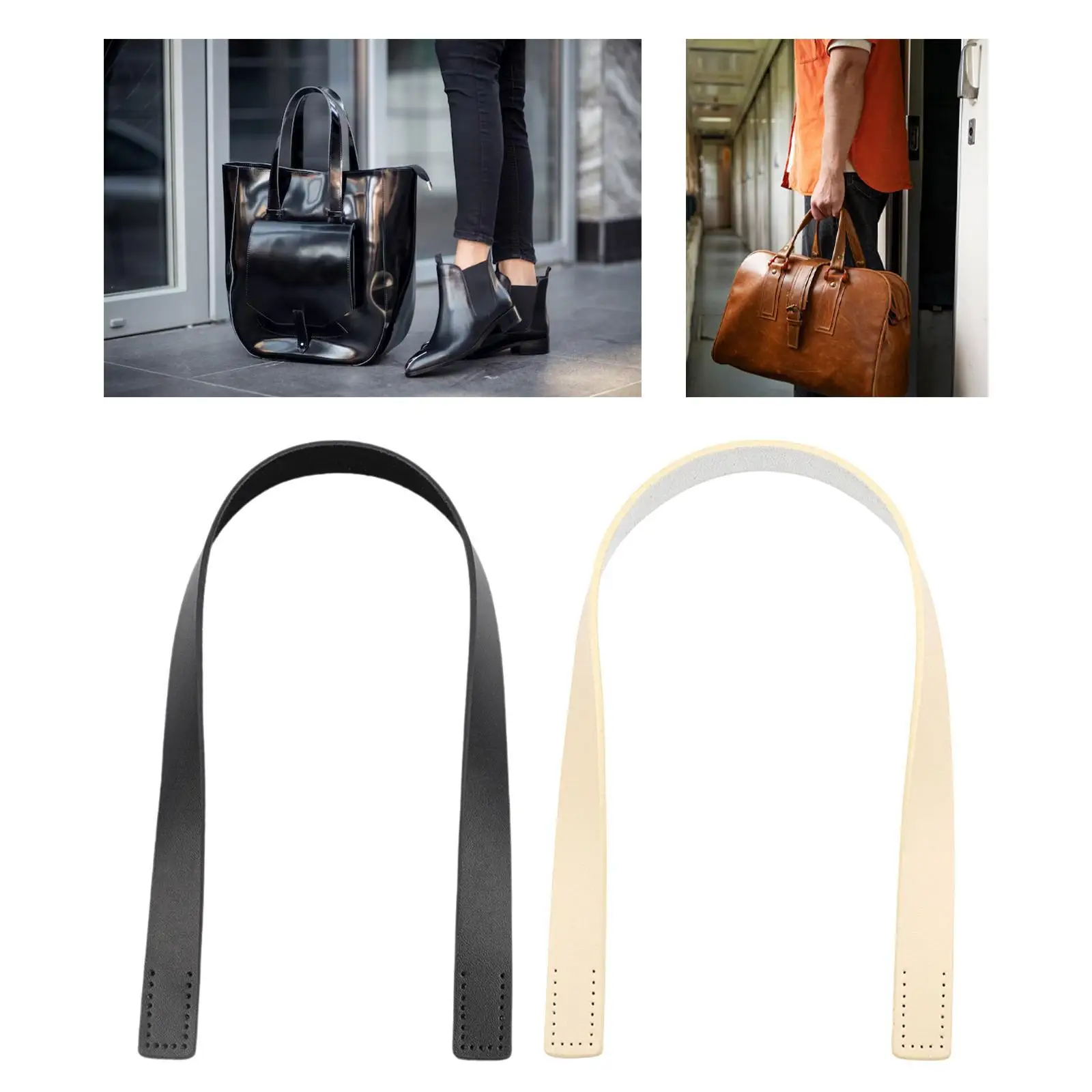 

2Pcs Handle Strap Vintage Style Craft Making DIY Top Handle Bag Belts Replacement for Wallet Handbag Clutches Woven Bag Tote