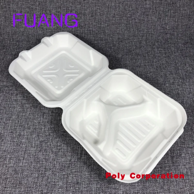 Custom  custom biodegradable sugar cane bagasse donut pastry cake packaging food container eco friendly sugarcane burger box