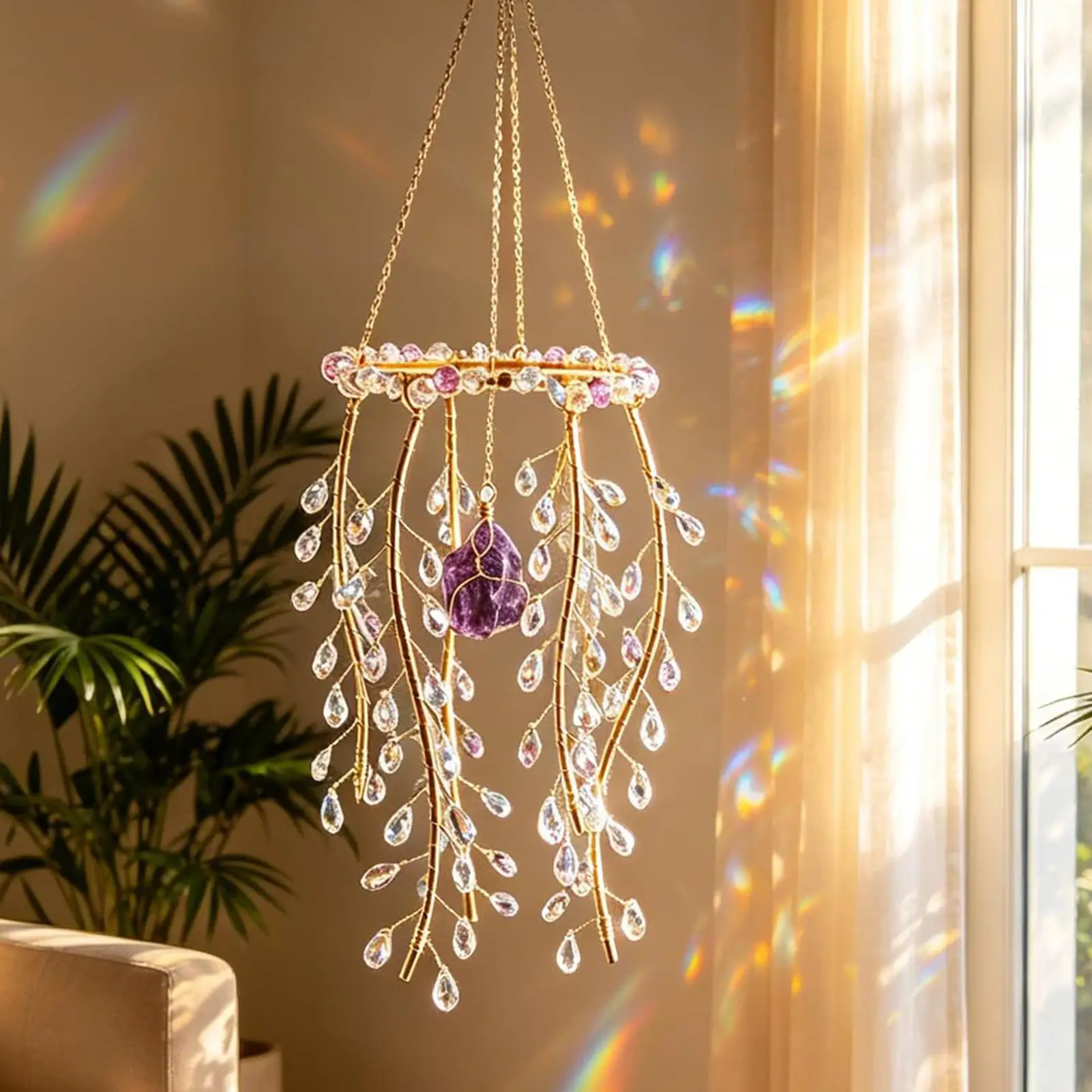 Window Light Catcher Handmade Decorative Ornament Rainbow Prism Window Decorations for Indoor Outdoor Home Living Room Bedroom