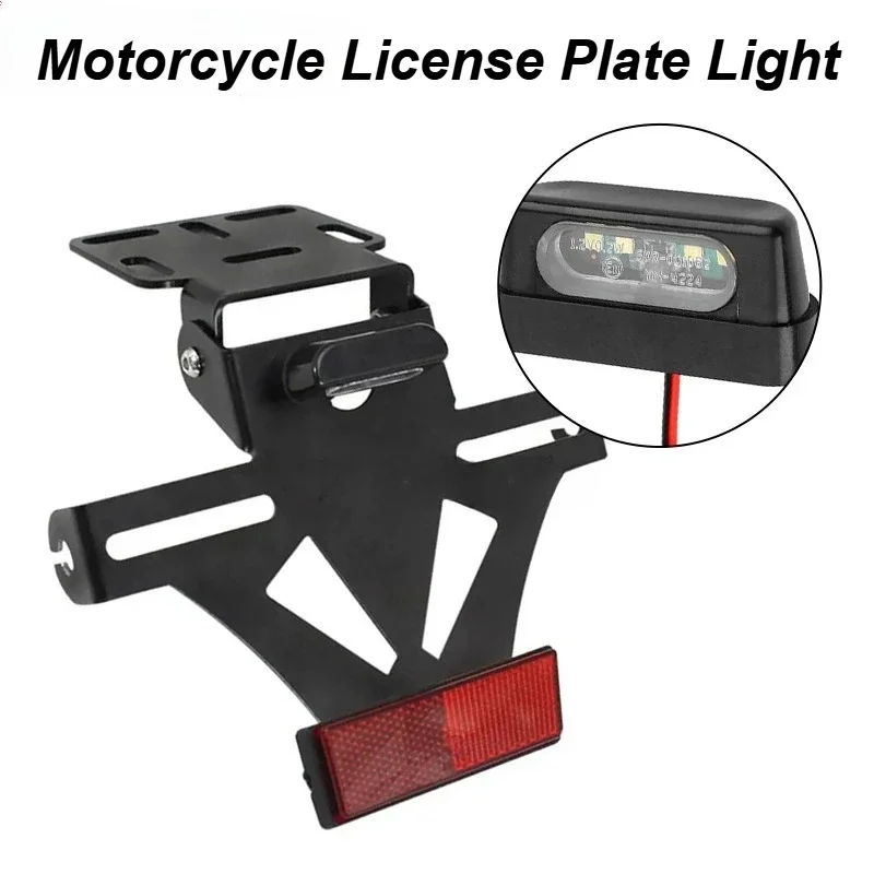 

Universal 12V 4LED Motorcycle License Plate Light Black Rear Decorative Light With Emark Rear Tail Lamp Indicators