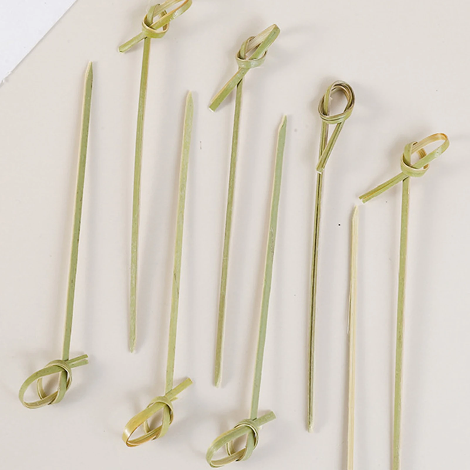 100 PCS Bamboo Knot Skewers Eco-Friendly Food Garnish Skewer Sticks for Cocktail Party Catering Desserts