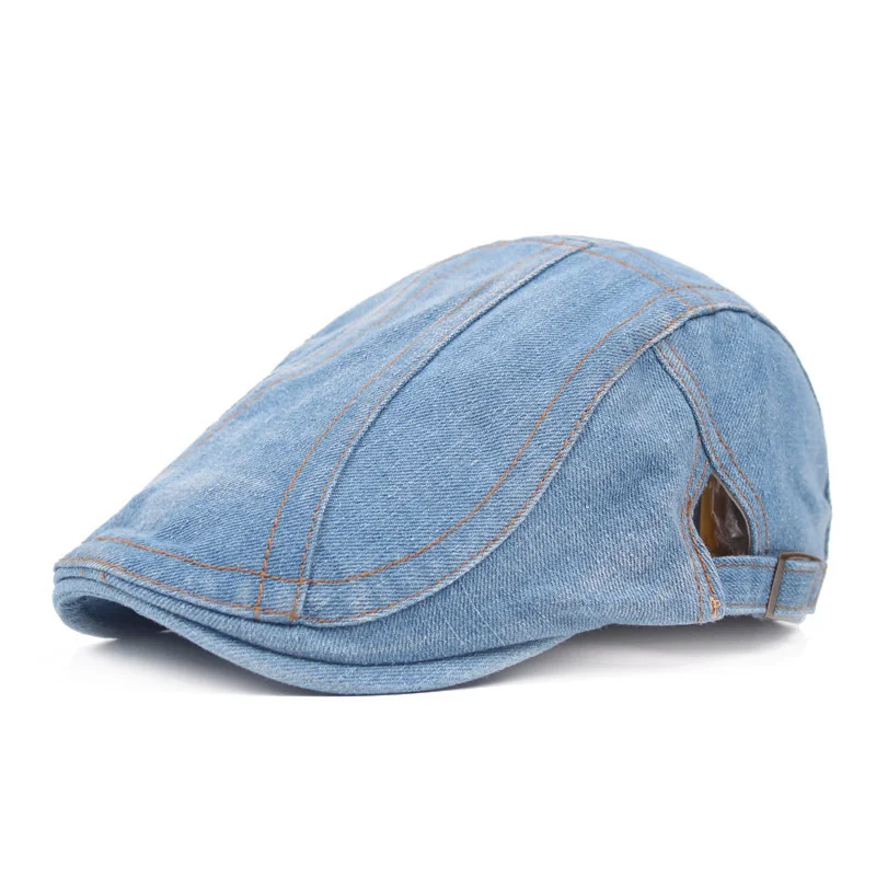 Adjustable Denim Beret Cap for Men Women Casual Unisex Jeans Beret Hat Solid Color  Cap Spring Autumn Hats Men Winter