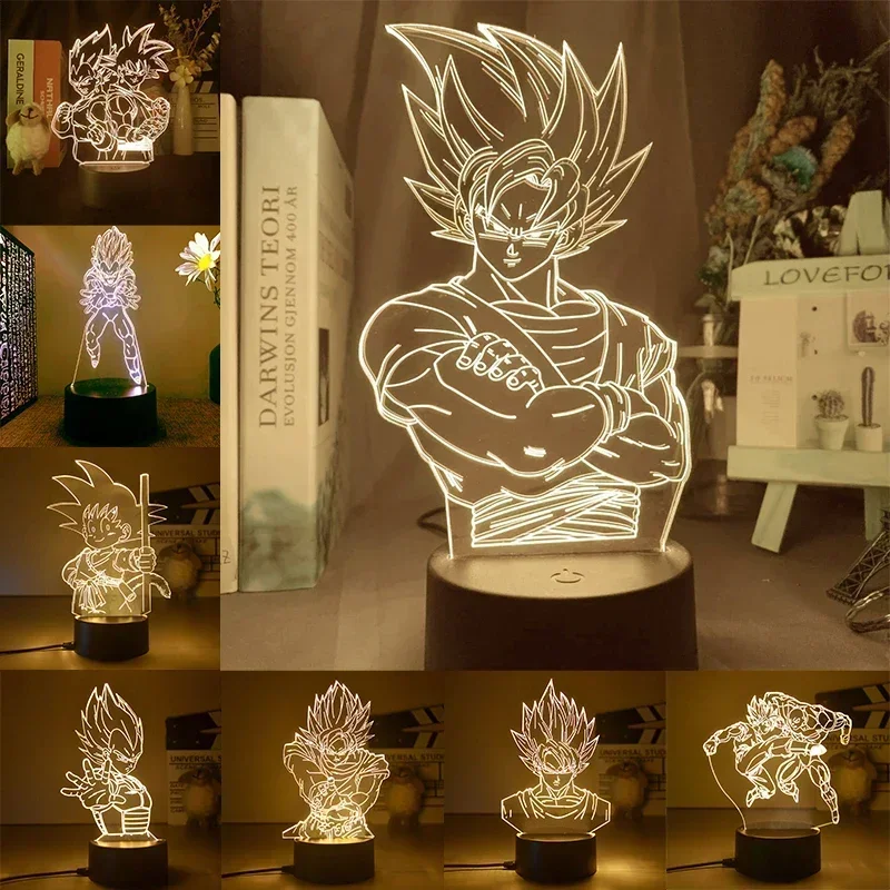 Veilleuse LED 3D Dragon Ball Z, Figure Vegeta, Super Saisuperb, Anime Figure, Goku, Jiren, Broly, Lampe de table blanche chaude, Jouets Cadeaux