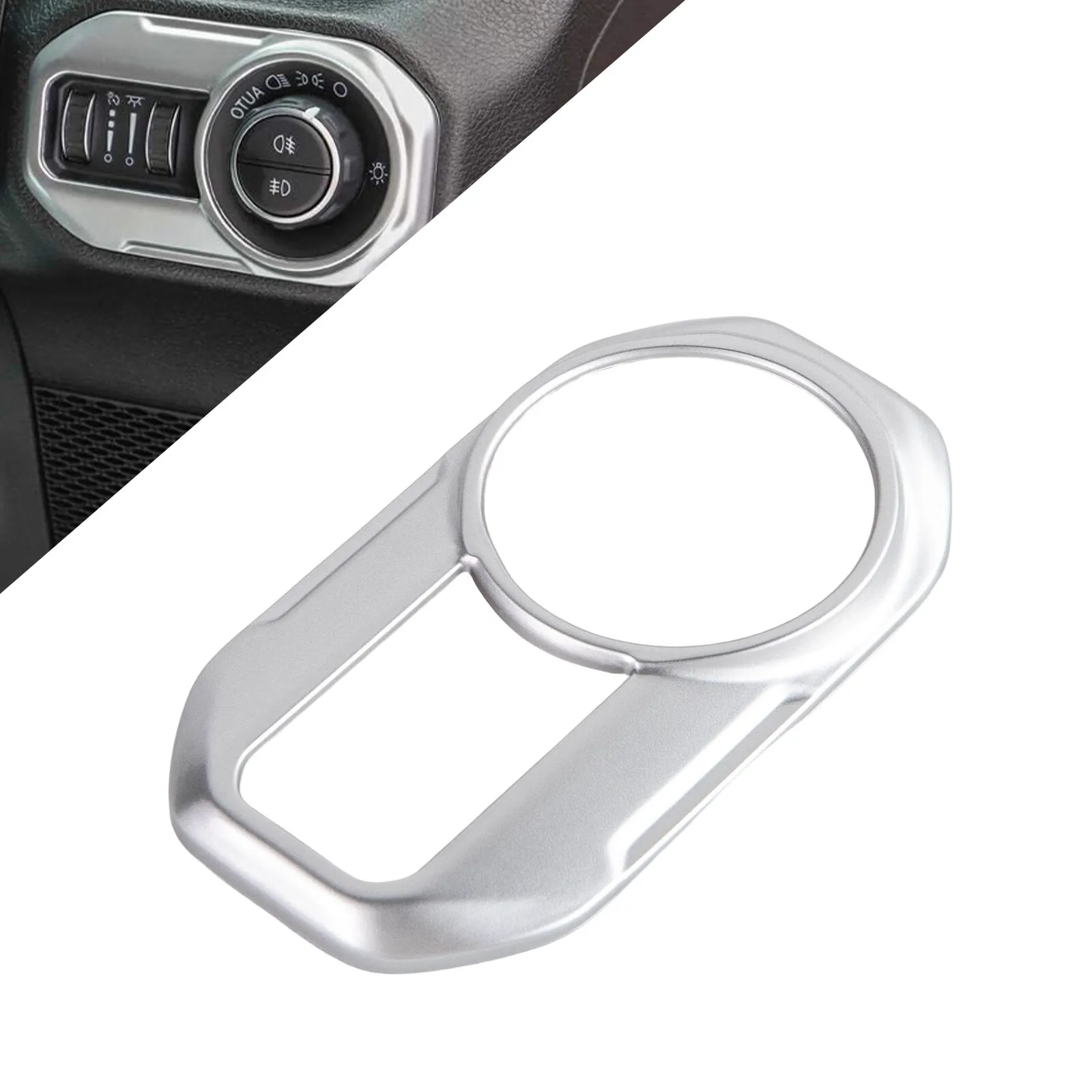 

Silver Headlight Lamp Switch Button Cover Trim For Jeep Wrangler JL JT 2018-2021