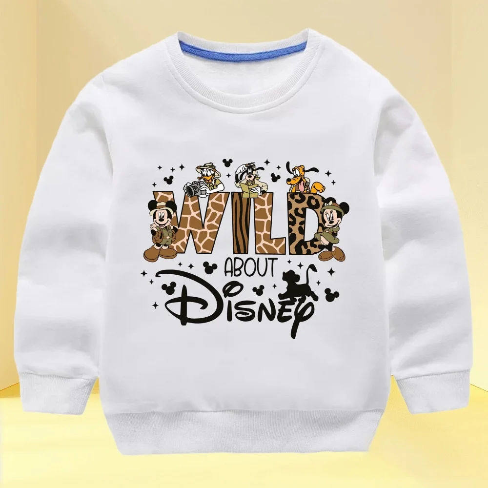 Disney Mickey Minnie Wild Animal Kingdom Print Kids Sweatshirts Children Hoodies Baby Pullover Tops Girls Boys Clothes,KYT5929