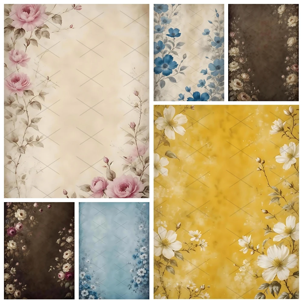 

Gradient Flower Wall Photography Backdrop Women Portrait Wallpaper Vintage Children Family Photo Studio Background