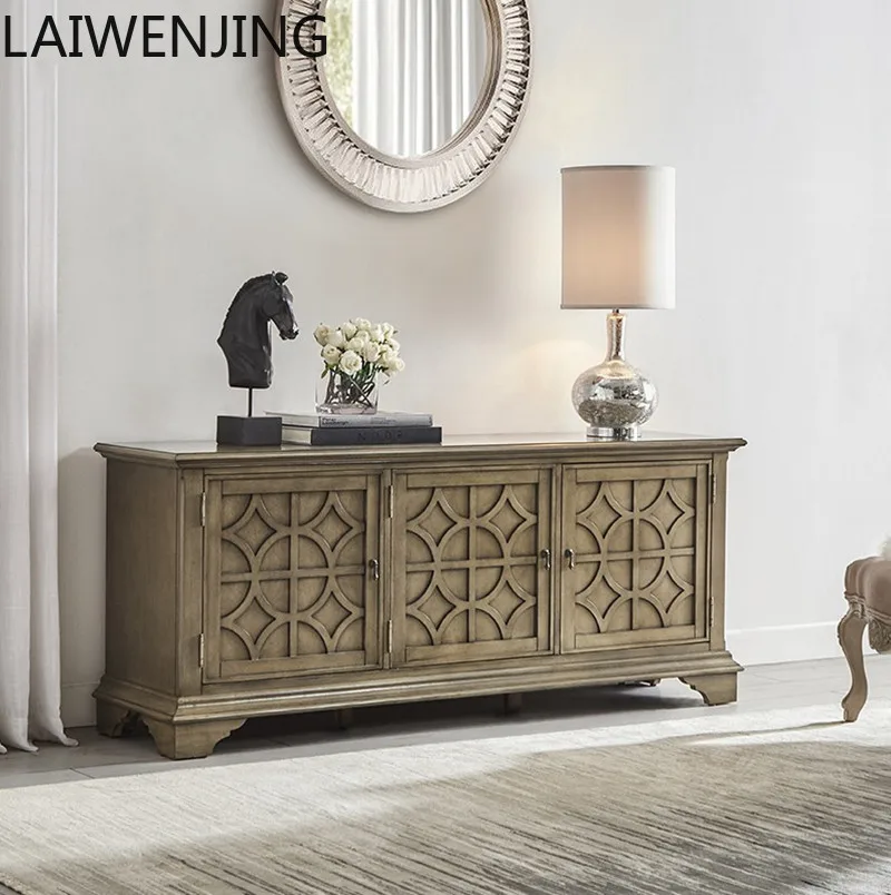 

SGF solid wood retro carved dining side cabinet Nordic locker furniture