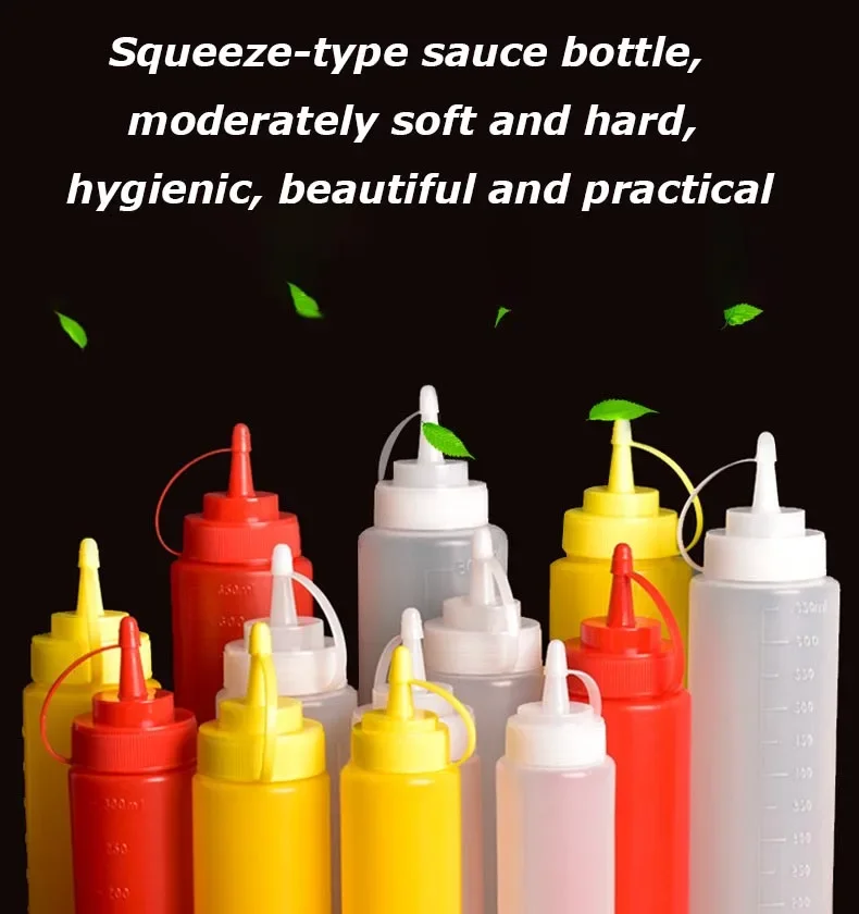 Large Squeeze Condiment Bottles with Nozzles Ketchup BBQ Sauces Olive Oil Bottle Dispenser Squeeze Sauce Bottle Kitchen Gadget