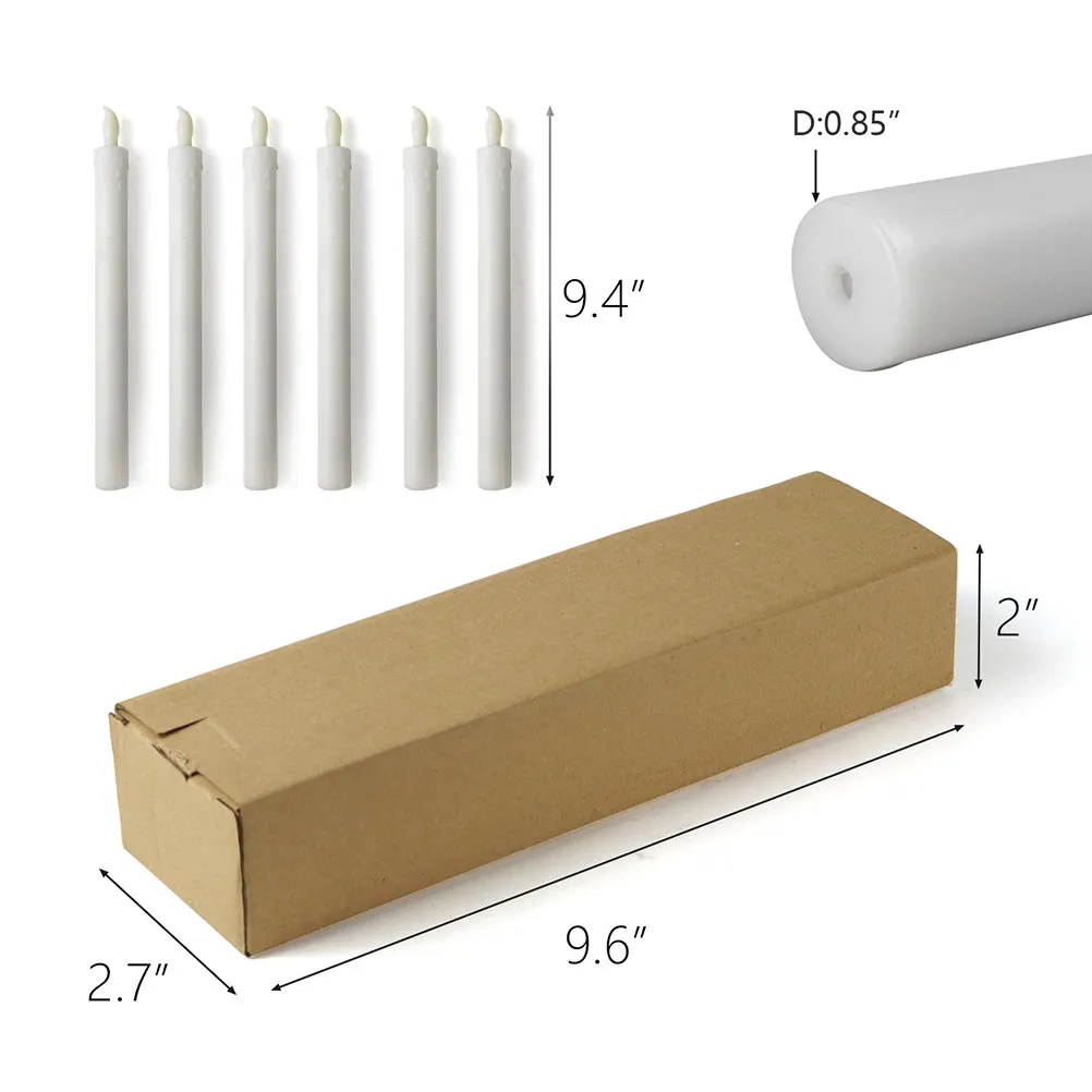 6-個の長い-led-電子ライトフレームレス装飾ランプシミュレーションライトパーティー用品イエローフラッシュ