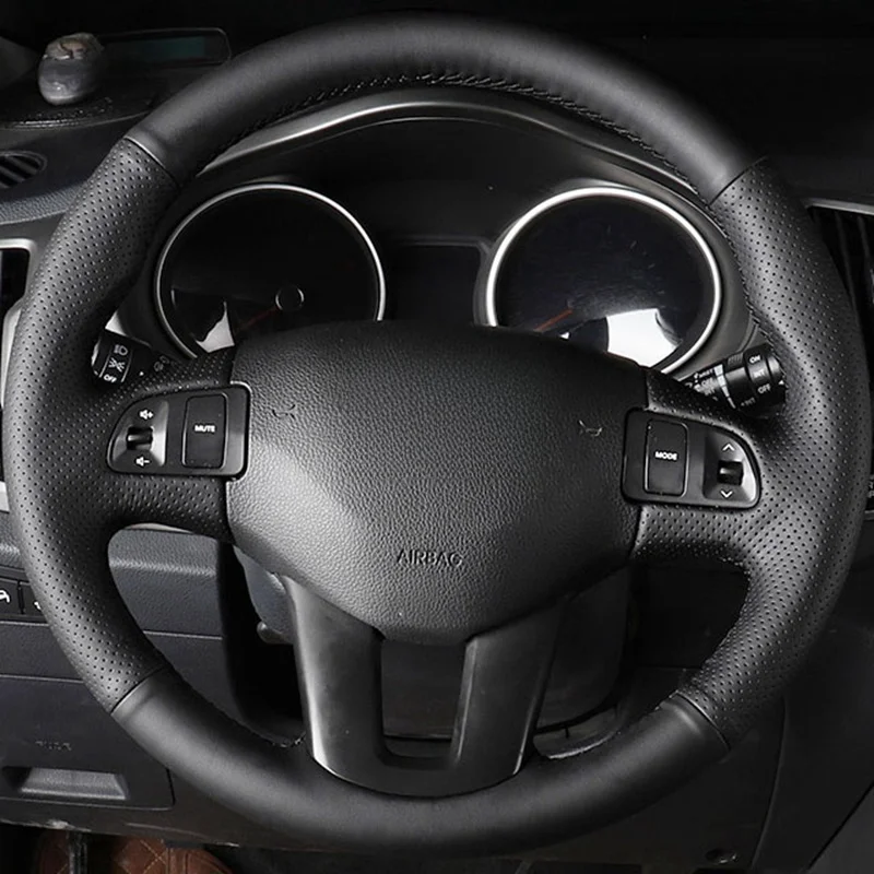 Car Steering Wheel Cover Genuine Leather For Kia Sportage 3 SL Kia Ceed 2010-2014 Funda  Auto steering wheel cover Car accessory