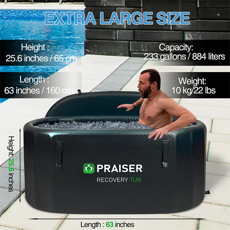 Praiser Portable Ice Bath Recovery Bucket Cold Plunge Ice Bath Bucket Outdoor Inflatable Bath Tub Foldable Bathtub Bucket