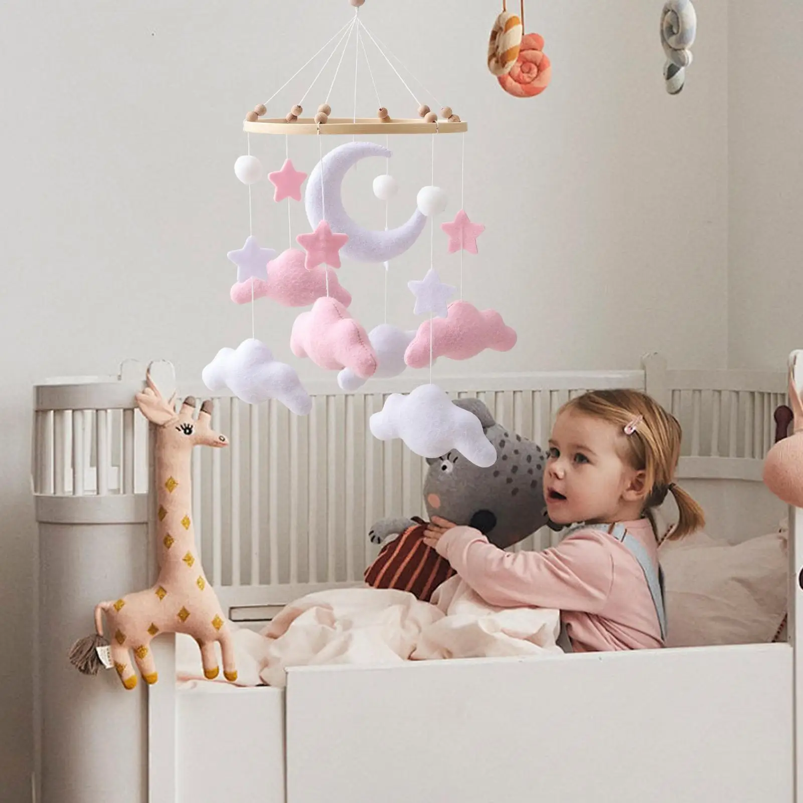 

Мобиль для детской кроватки: успокаивающие войлочные игрушки-облака, мобиль для сна и игр для девочек и мальчиков, для дома, спальни, игровой комнаты, детского сада, путешествий