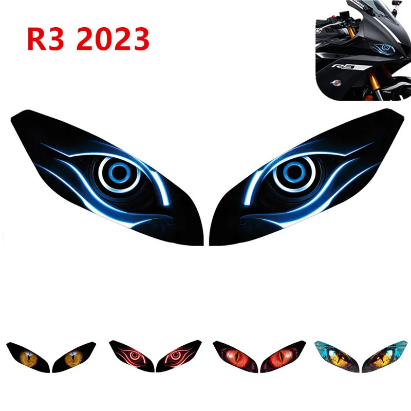 For YAMAHA YZF-R3 R3 r3 yzfr3 2023 Motorcycle Accessories Front Fairing Headlight Guard Sticker Head light protection Sticker