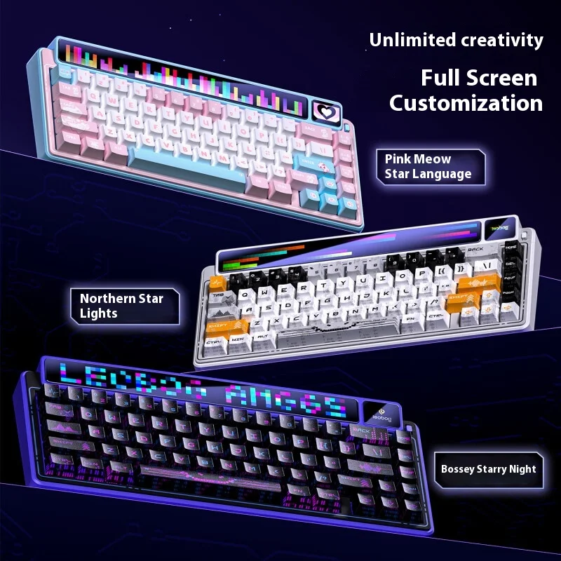 LEOBOG AMG65 Mechanical Keyboard RGB 3mode Gaming Keyboard Gamer With TFT LED Screen Hot Swap Custom Computer Accessories Gifts