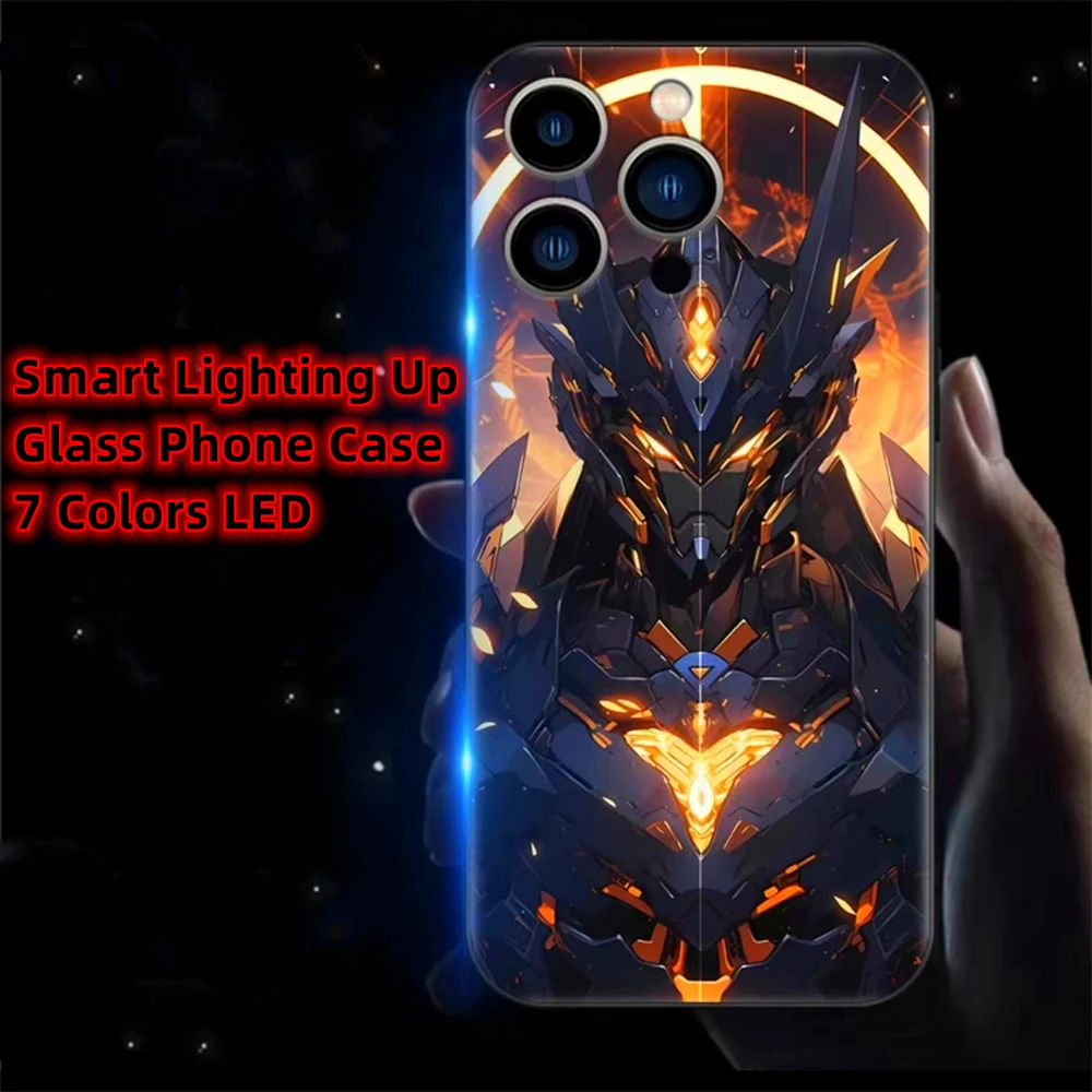 

Abyssal Battle Armor Sound Music Control Led Light Phone Case Glitter Case For Samsung S24 S23 S22 S21 S20 FE Note 20 Plus Ultra