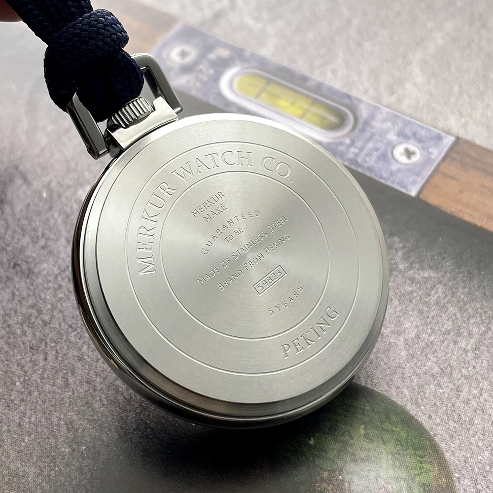 Merkur خمر ساعة الجيب الأبيض المينا الهاتفي الرجال التلقائية الميكانيكية ووتش 42mm جديد للماء