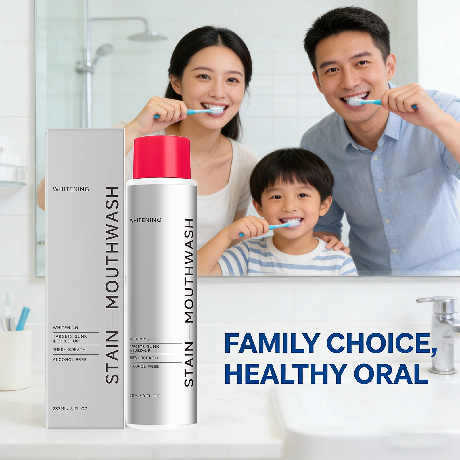 Whitening Stain Mouthwash Clean Food Residue Reduce Dental Plaque Eliminate Odors Freshing Breath Alcohol Free Daily Teeth Care gallery 2