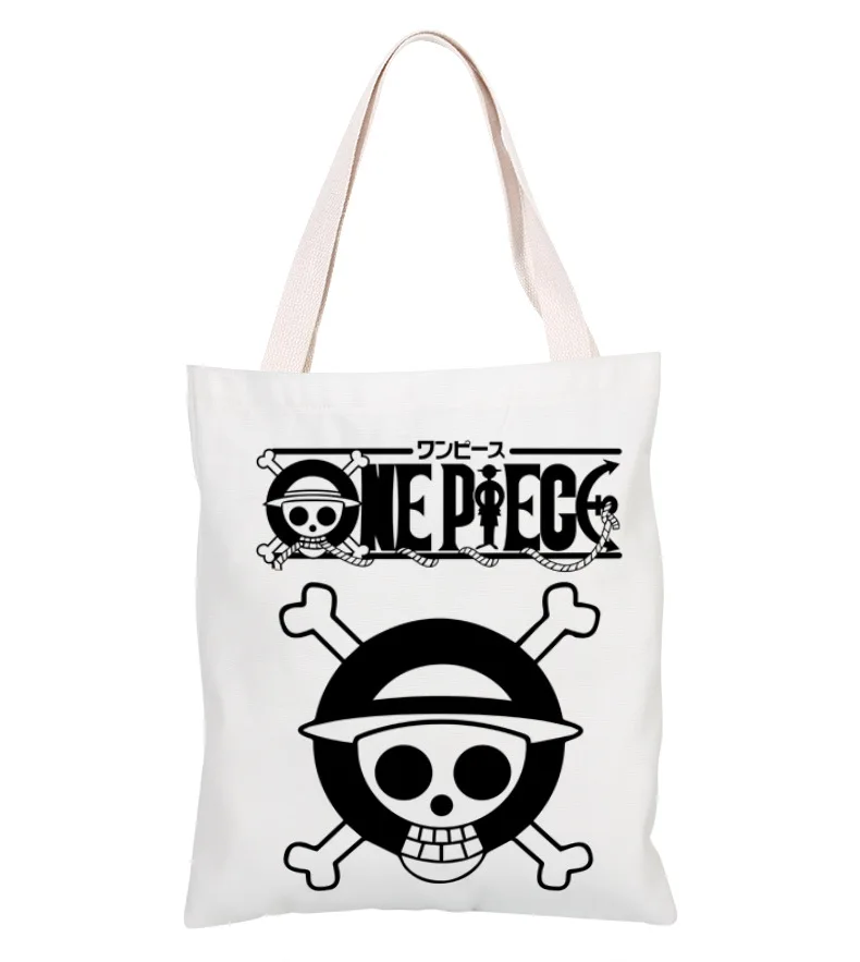 Anime One Piece Monkey Cute Luffy Zoro Tote Bags Shopping Canvas Bag Large Capacity Beach BagS Reusable Shopper Handbags