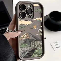 Voor Samsung Galaxy S23 Ultra S24 S22 Plus S21 S23FE A54 A34 A13 A33 A53 A14 A55 A35 A15 Case Mountain trein Anti-val Soft Cover