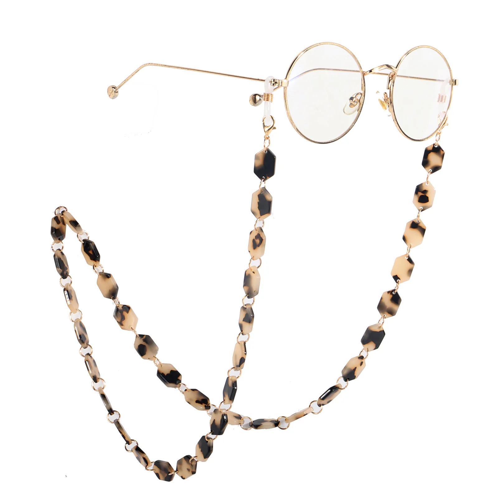 Fashion Acetic Acid Acrylic Leopard Eyeglasses Chain Women Outside Casual Sunglasses Accessory Necklace Gift Mask Hanging Rope