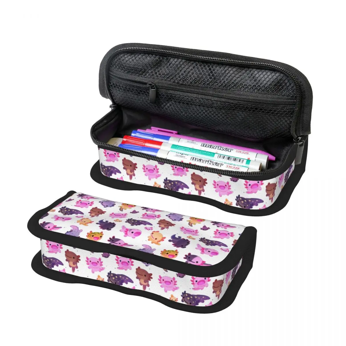 

Happy Axolotl Pencil Case for Kids School Pen Box Pencil Bag Stationery Supplies Pen Holder Bag