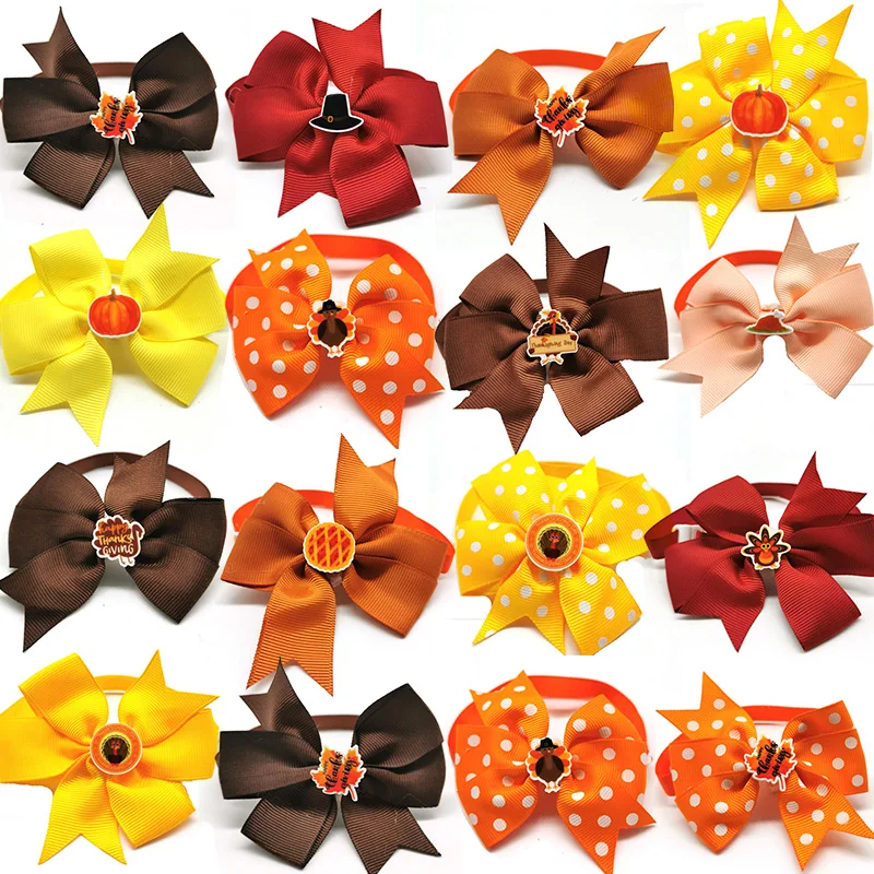 

50 шт., осенний стиль, галстуки-бабочки для ухода за собаками, аксессуары, День Благодарения, Турция, галстуки-бабочки, товары для ухода за домашними животными