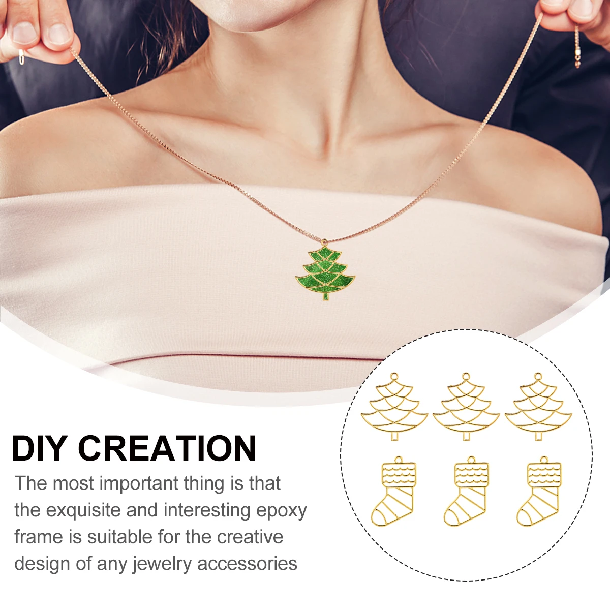 

20pcs Metal Hollow Frames Christmas Pendant Charms Alloy Diy Jewelry Making Pendant Blanks Xmas Ornament Lightweight Durable For