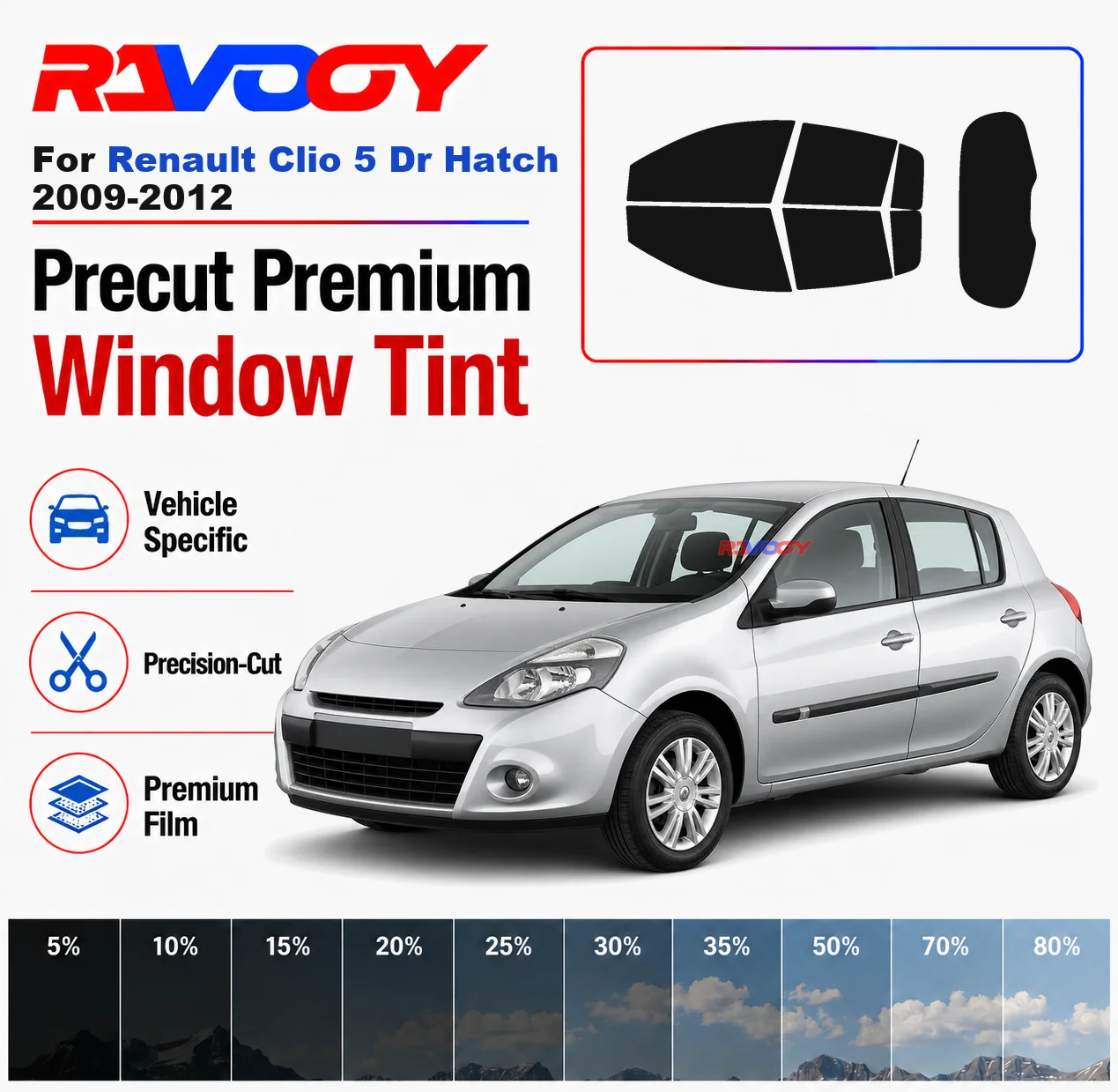 premium-precut-window-tint-kit-front-windows-rear-windows-rear-windshield-for-renault-clio-5dr-hatch-2009-2012-nano-ceramic-film