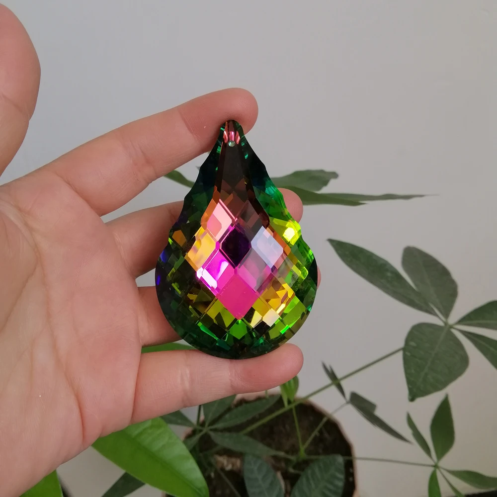 Camal 1Pcs 38/50/63/76mm Colorful Rainbow Gourd Drop Crystal Pendant Prisms SunCatcher Chandelier Lamp Lighting Hanging Parts