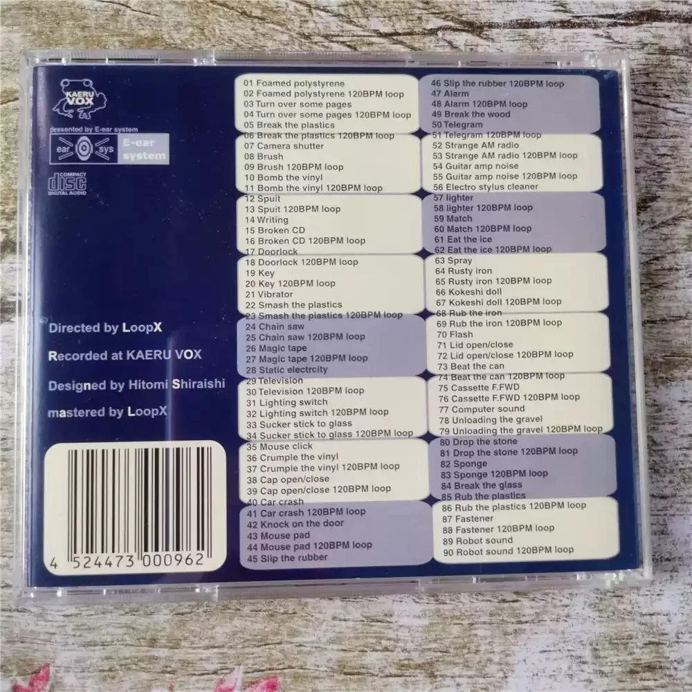 CD GREENISH BLUE MOTION EFFECTS Ceci est un CD d'échantillonnage pour la production musicale, tous les effets sonores sont adaptés au rythme de 120 BPM