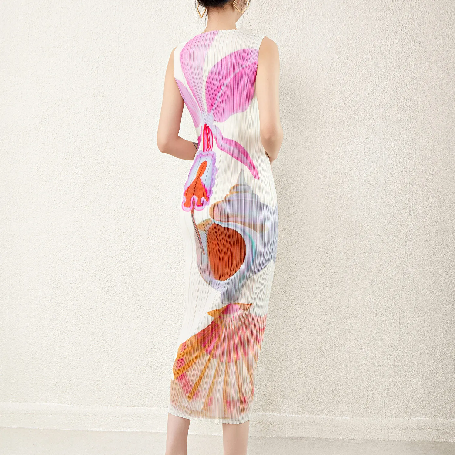 2024 Summer New Fashion High Design Printed Skirt Temperament Casual Long Dresses Sleeveless Women's Dress