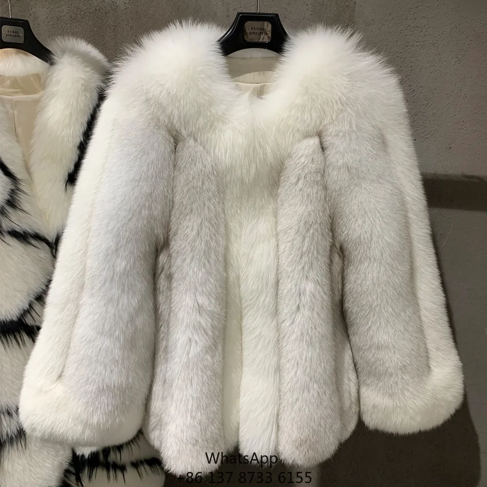 

Женская куртка из натурального меха лисы, теплая зимняя шуба из натурального меха
