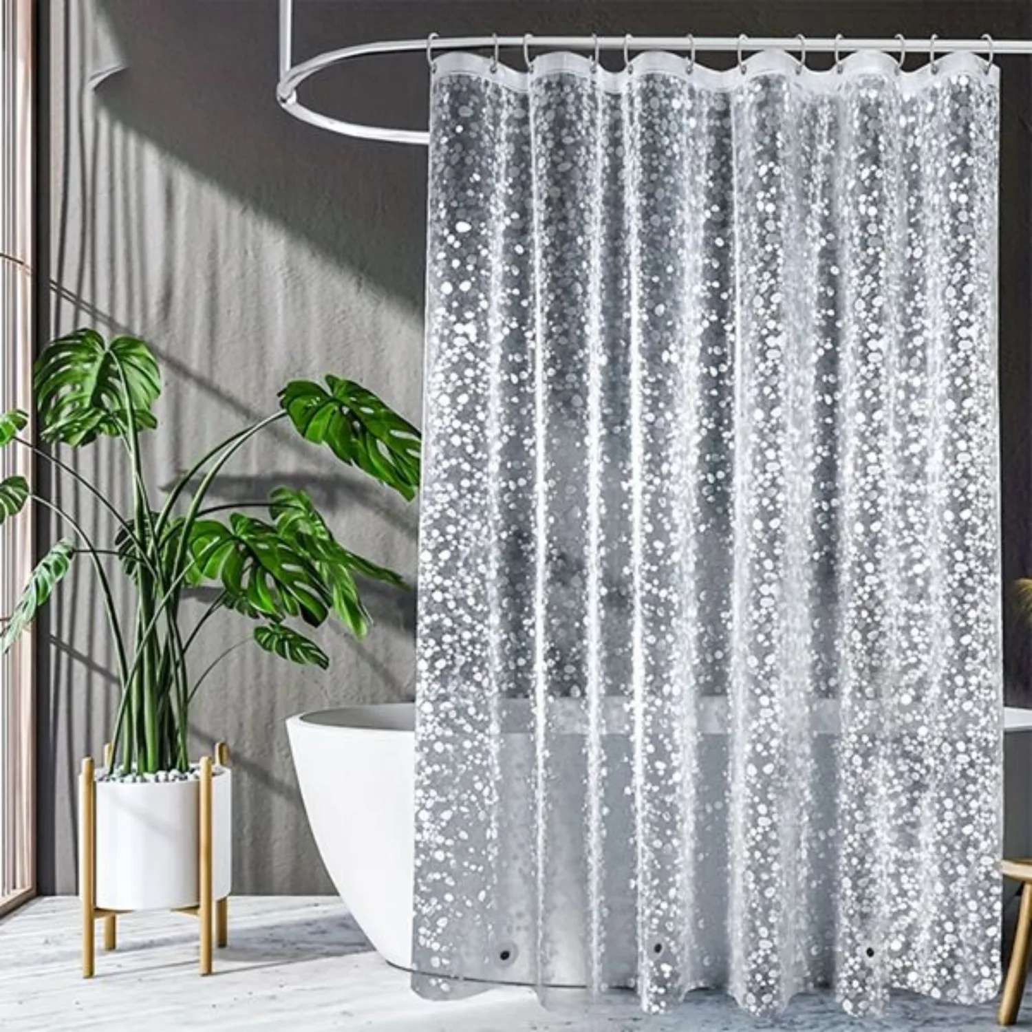 

3D Pebble Pattern Shower Curtain Liner – Heavy-Duty PEVA with Magnets, 71x71 Inches, Perfect for Shower Stalls & Bathtubs