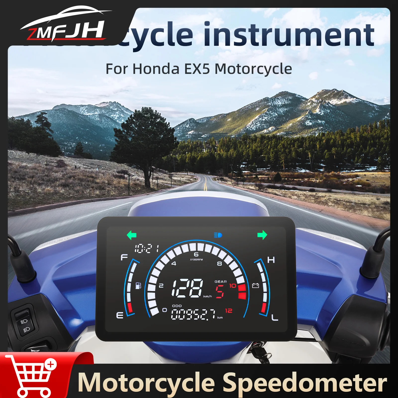 

Для Honda EX5 мотоциклетный спидометр одометр тахометр датчик уровня топлива водонепроницаемый цифровой ЖК-дисплей приборная панель с кронштейном